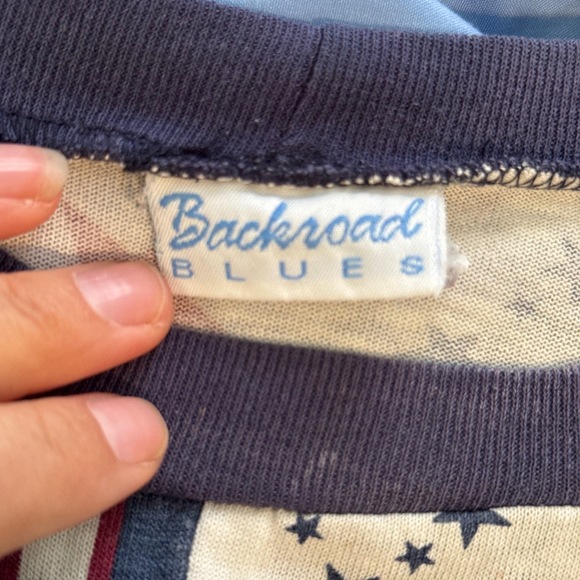 Vintage 90's Backyard Blues Americana Stars and Stripes Crop‎ Top Women's Size L - Picture 7 of 7
